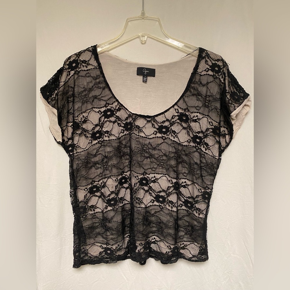 Aqua Black & White Lace Top